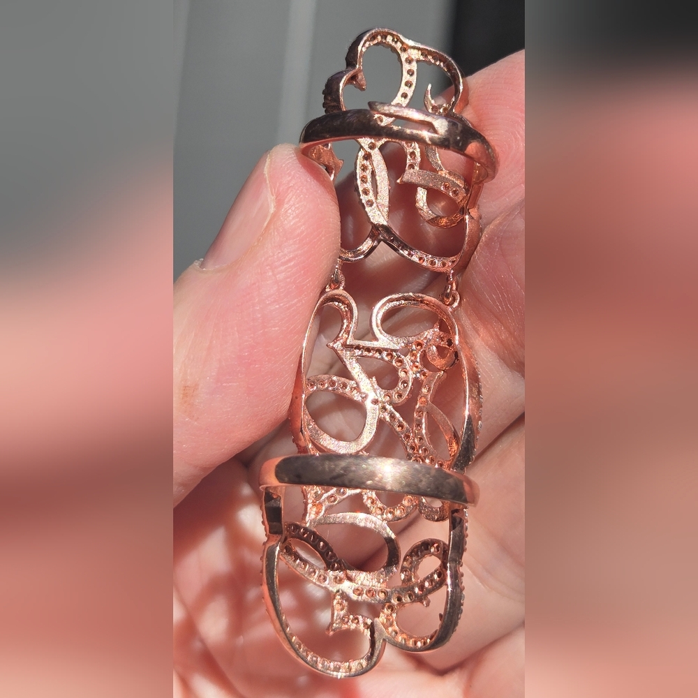 HOST PICK! 🎉🎊Topaz Sterling & Rosegold Heart knuckle cuff Sz7 - Picture 8 of 8